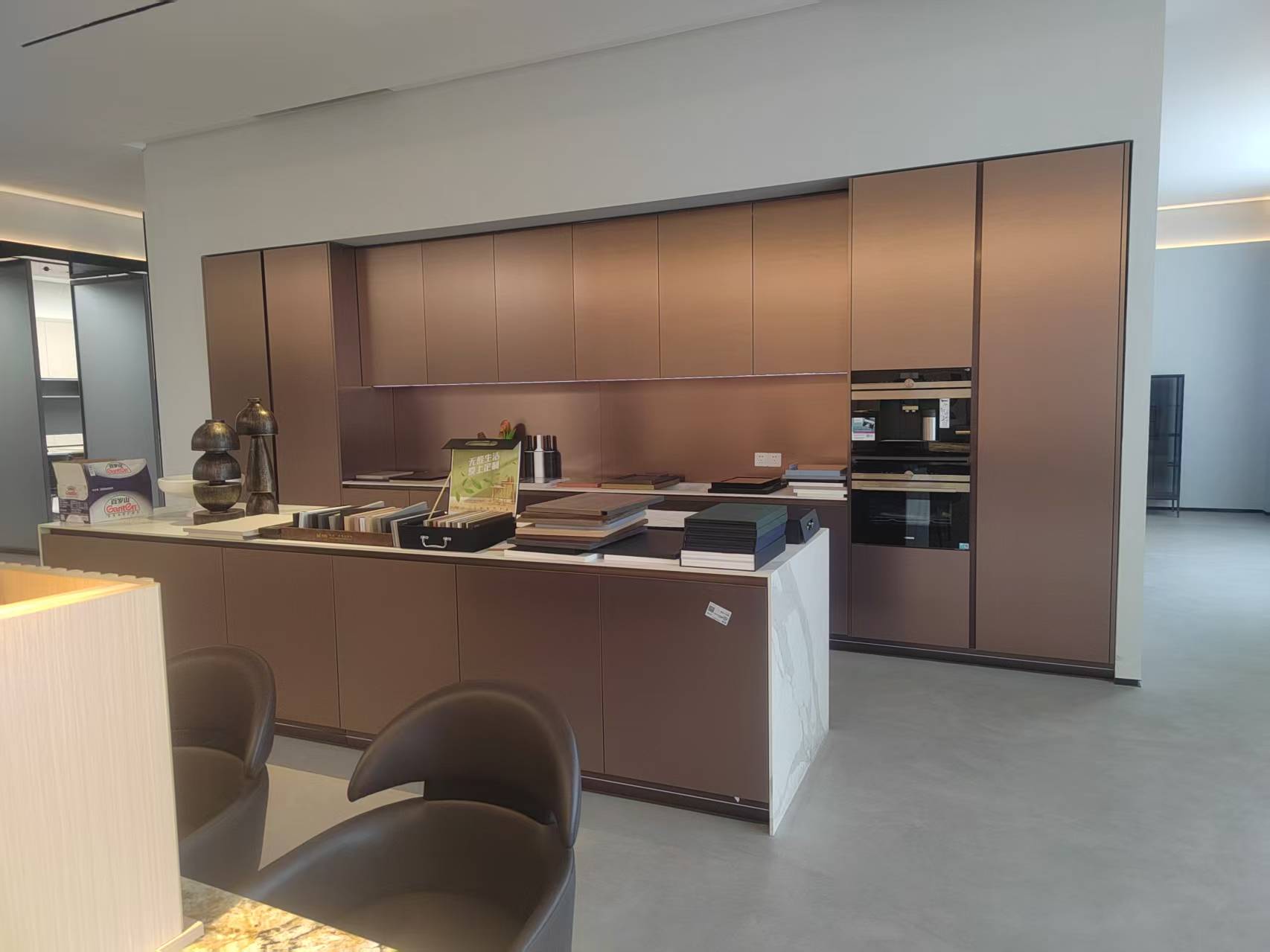 PET brass metal kitchen cabinet