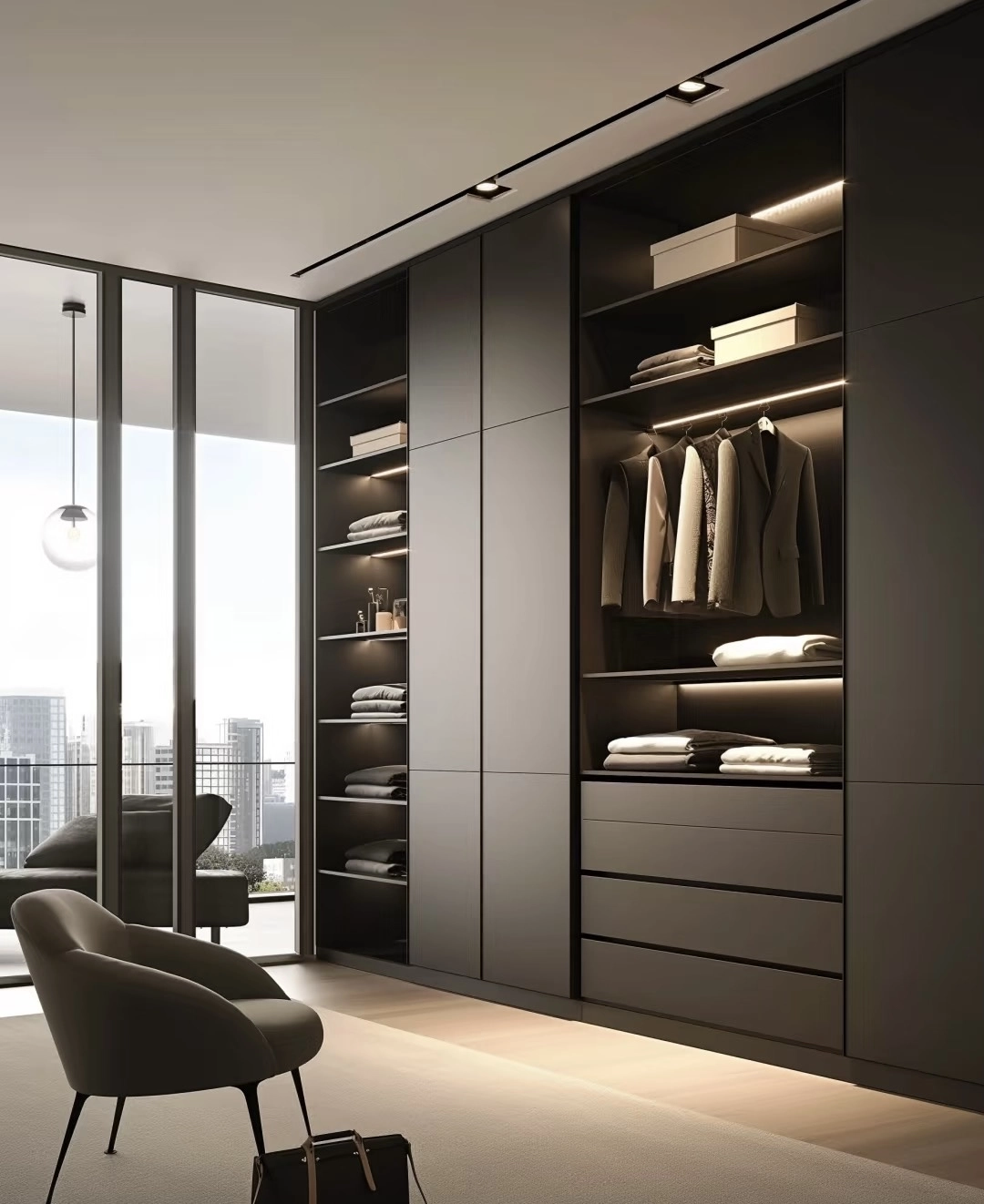 EB Metal High Glossy Light Luxury Wardrobe—Premium Storage with Aerodynamic Aesthetics & Smart Engineering
