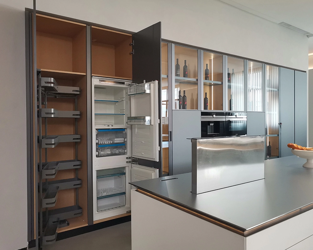 kitchen cabinet with built in fridge