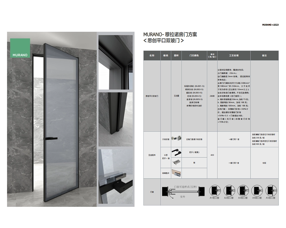 SC Flat Edge Double sided glass interior door
